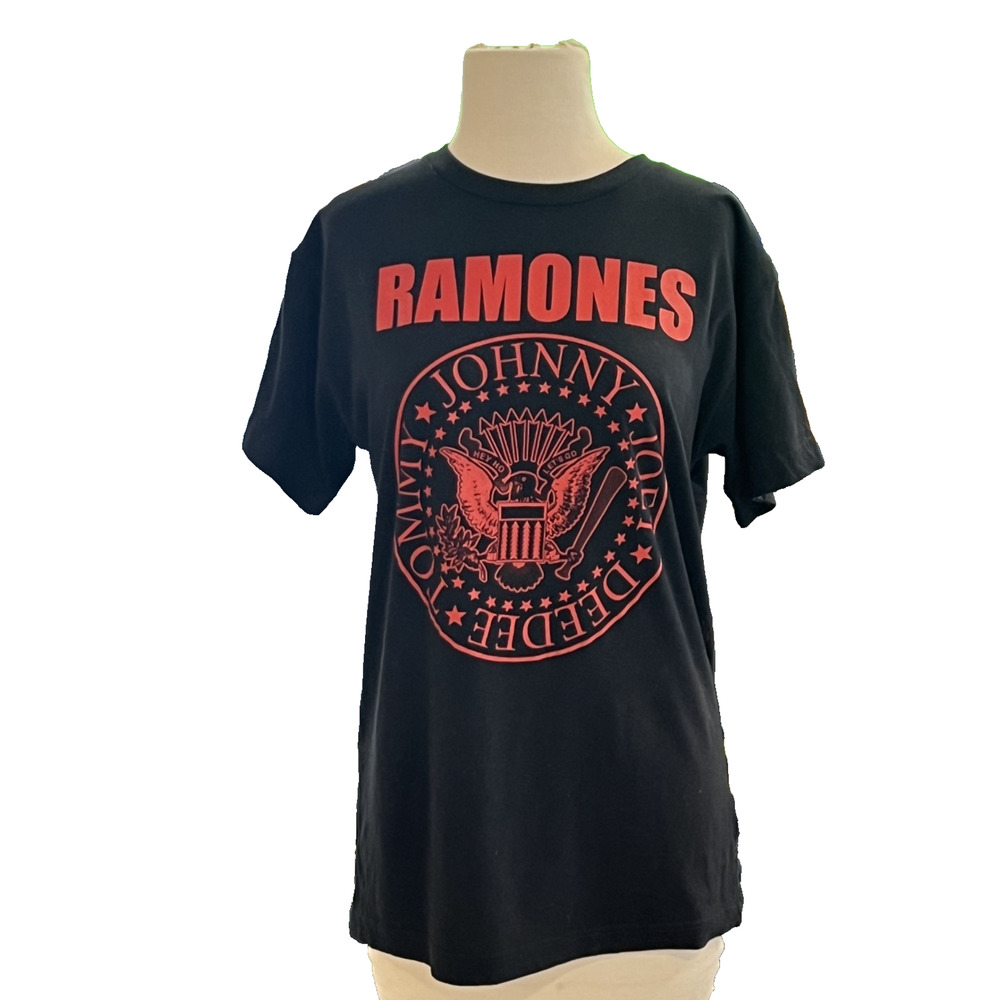 Unisex 2008 Ramones Red Presidential Seal 1234 Black Band T-shirt Size Large